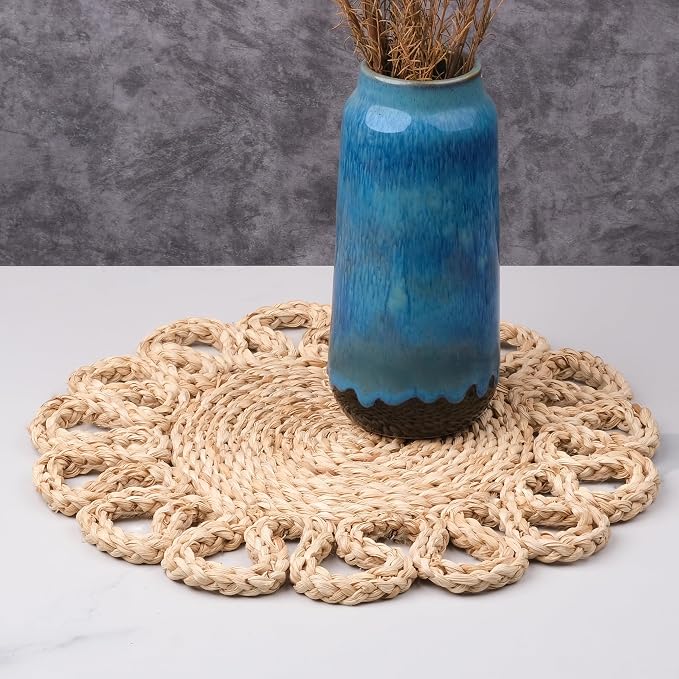 13.8" Corn Husk Woven Round Placemats Set of 4 - Image 8