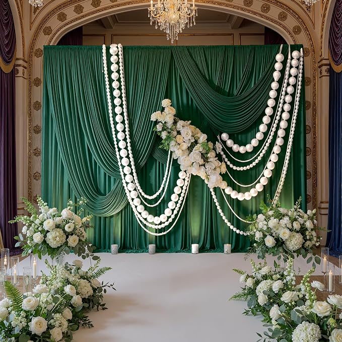 10ft x 10ft Wrinkle Free Hunter Green Backdrop Curtains - Image 3