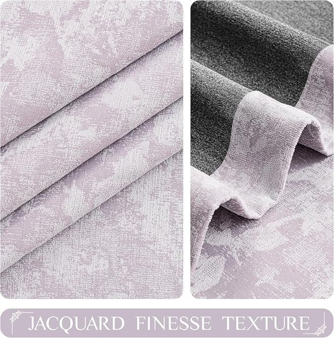 Beauoop Purple Floral Jacquard Blackout Curtains - Image 3
