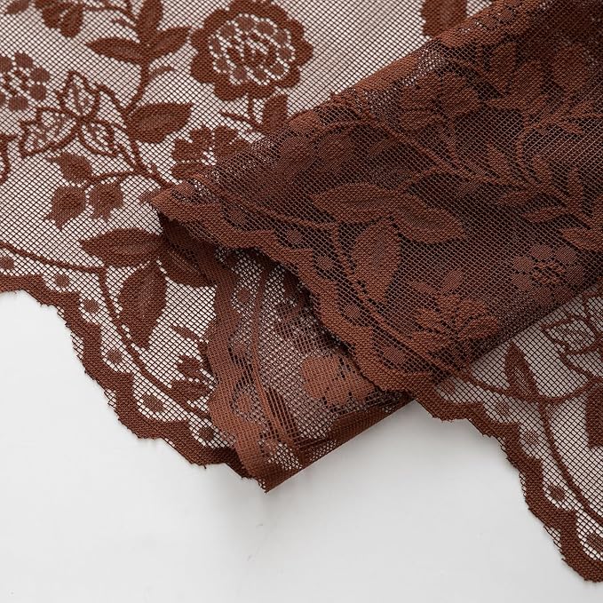 FINECITY Chestnut Brown Lace Curtains - Image 6