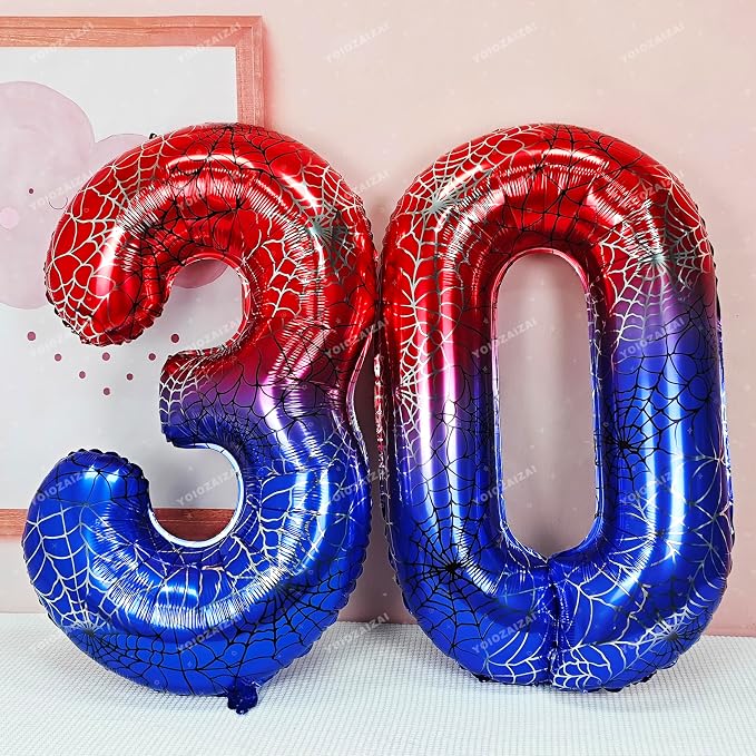 40 IN Red Blue Gradient Number 0 Balloon Large Digital 0 Foil Balloon | - Image 5