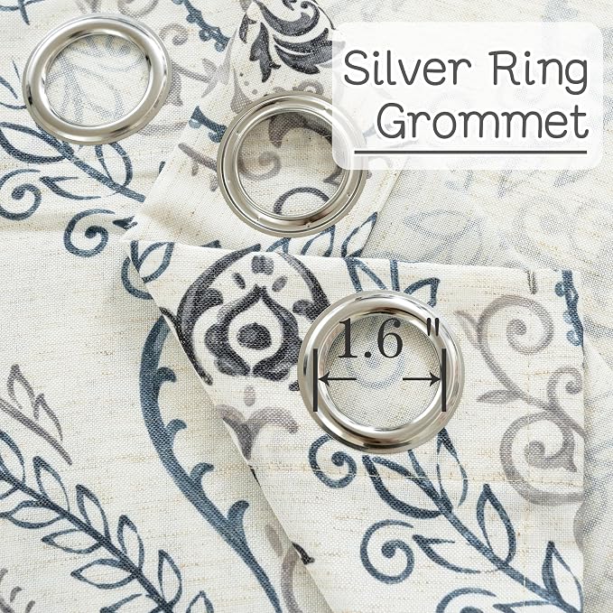 Linen Curtains 72 inches Long for Living Room, Printed Linen Curtains Grommet - Image 3