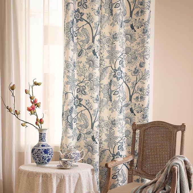 Designer Elegant Linen Printed Curtains, 2 Panels, kitchen Bedroom Living Room - Image 8