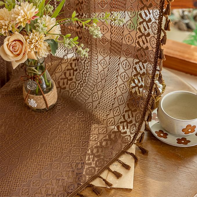 Sutuo Home Dark Coffee Boho Curtains 84 inches Long - Image 6