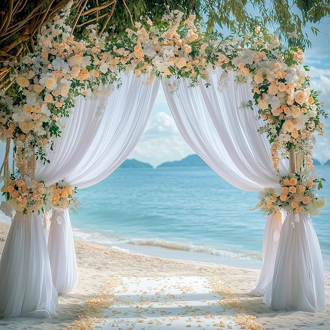White Backdrop Curtain for Parties Backdrop Drapes, 4 Panel 5x8FT - Image 6