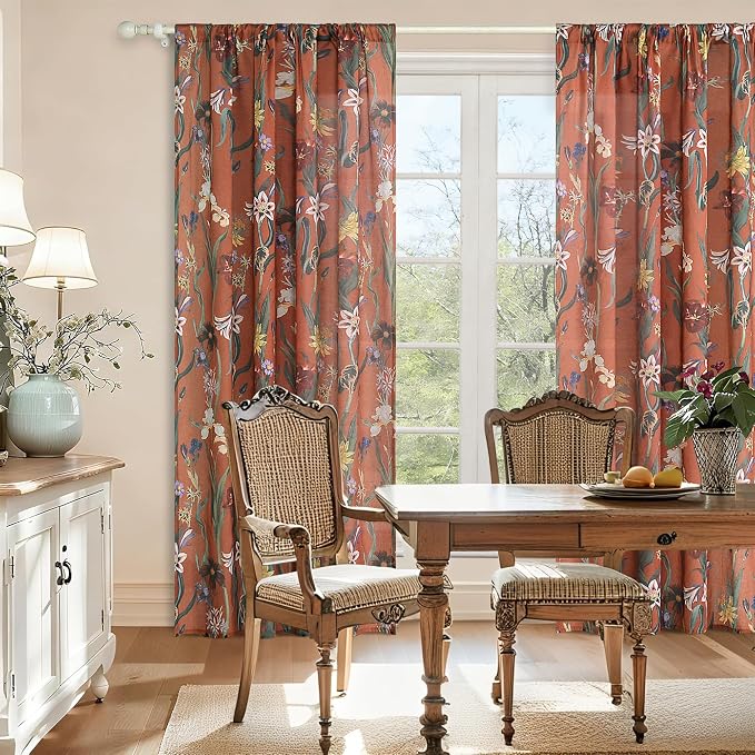 Schweek Terracotta Boho Curtains 63 Inch Long 2 Panels Drapes - Image 8
