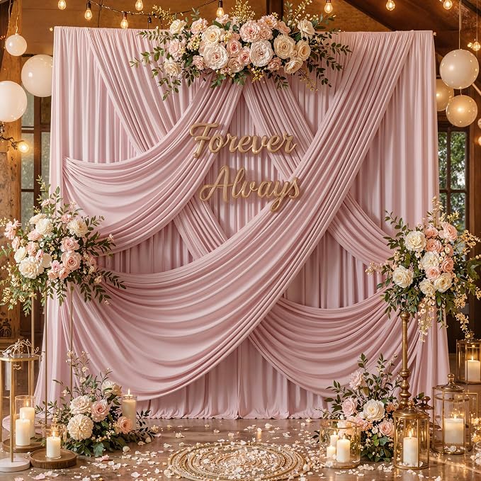 20ft x 15ft Dusty Pink Backdrop Curtains - Image 4