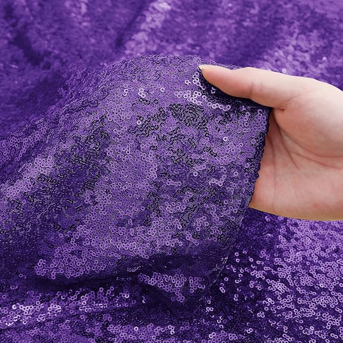 Sugargirl Purple Sequin Backdrop Curtain 7FTx7FT Glitter Purple Background - Image 8