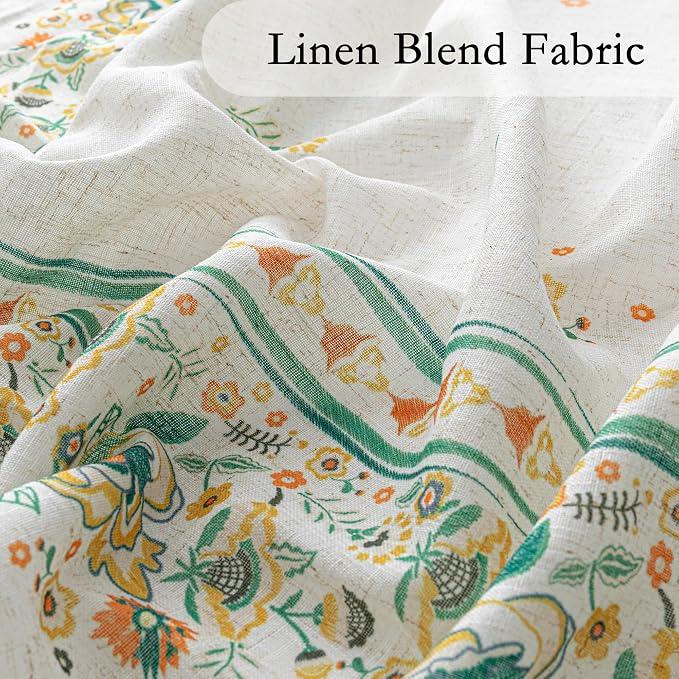 MYSKY HOME Boho Floral Curtains 63 inch Linen Blend - Image 5