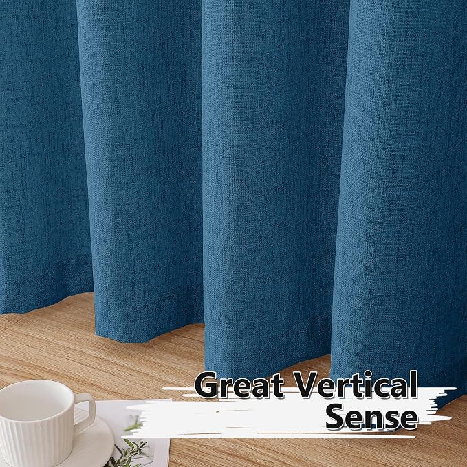 Tollpiz Short Linen Curtain Living Room Rod Pocket Semi Sheer Curtains Burlap - Image 4