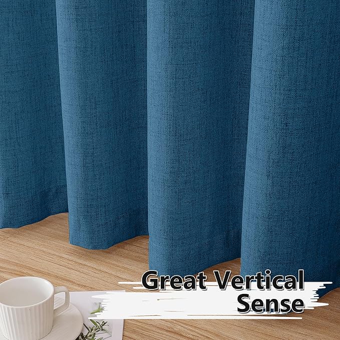 Tollpiz Linen Curtain Bedroom Rod Pocket Semi Sheer Curtains Burlap Light - Image 4
