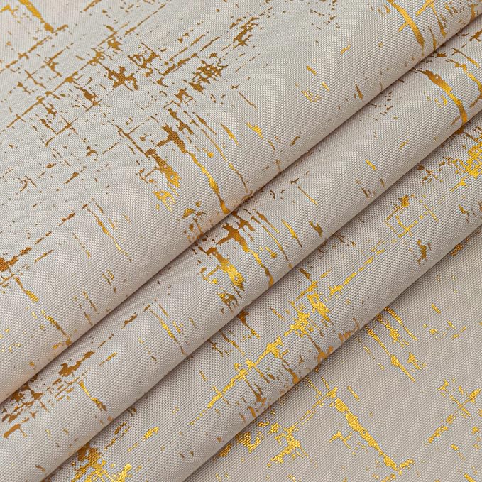 Taisier Home Gold Foil Print Linen Textured Curtains Geometric Dots Pattern - Image 7