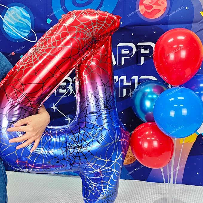 40 IN Red Blue Gradient Number 4 Balloon Large Digital 4 Foil Balloon | - Image 5