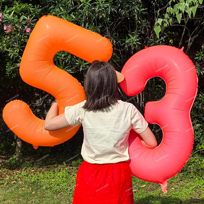 40 IN Orange Birthday Number 3 Balloon Fluorescent Orange Foil Balloon | - Image 4
