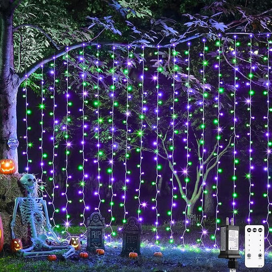JMEXSUSS 300LED Purple & Green Curtain Lights by JMEXSUSS