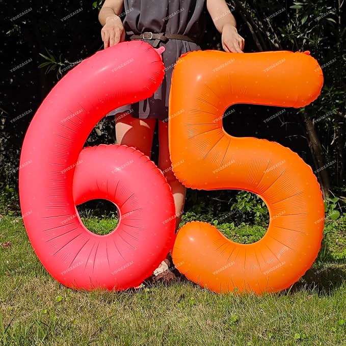 Orange Birthday Number 44 Balloon 40IN Fluorescent Orange 44 Balloon | - Image 6