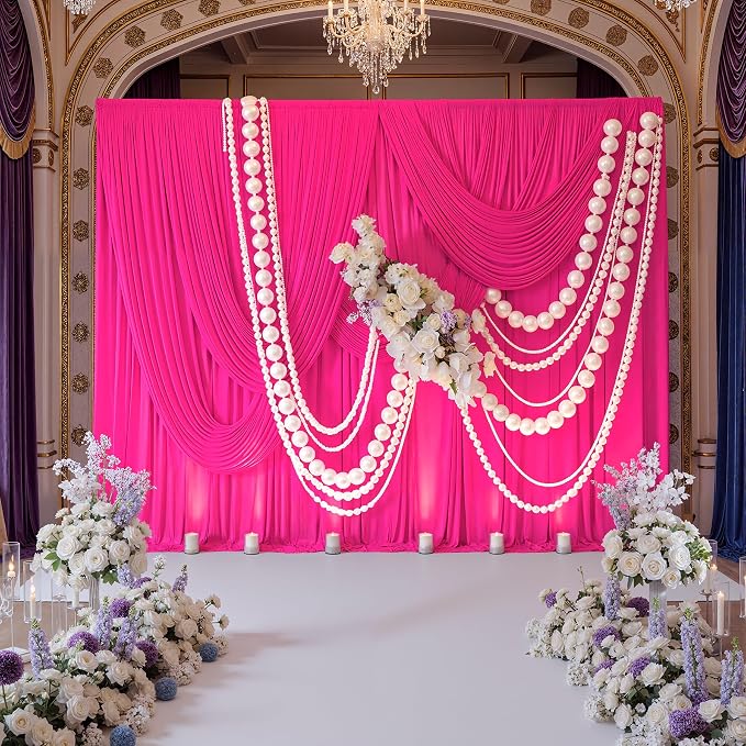 30ftx10ft Wrinkle Free Fuchsia Backdrop Curtains - Image 3