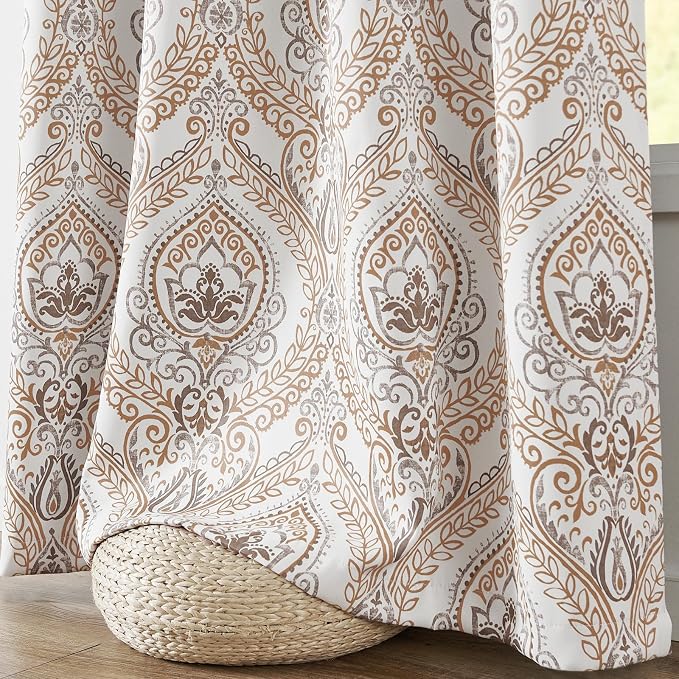 jinchan Blue Blackout Curtains 63 Inch Damask Vintage Grommet 2 Panels | Room - Image 6