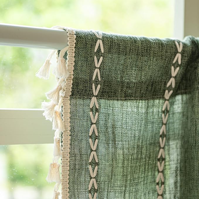 Sutuo Home Boho Valance Short Curtains Tier - Image 4