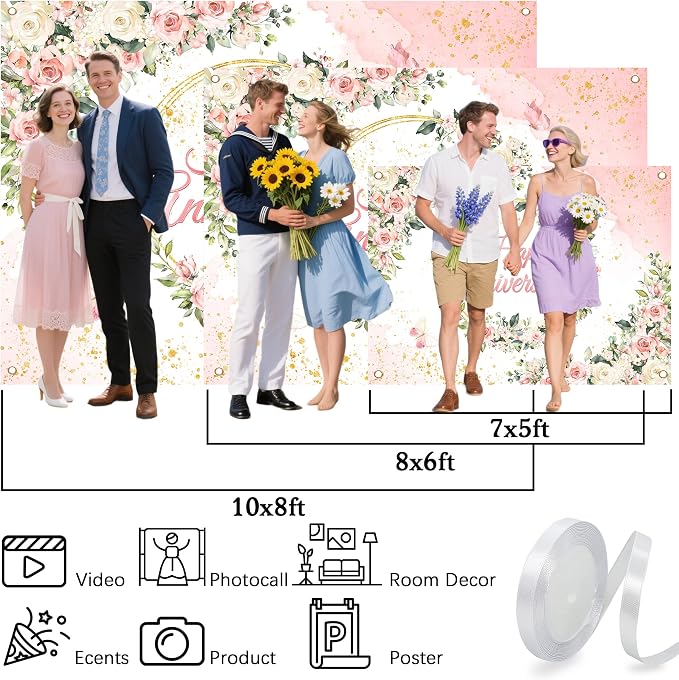 10x6 ft Floral Anniversary Backdrop Banner - Image 6
