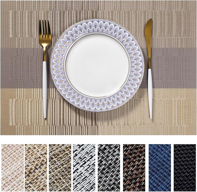 LEXMORE Placemats Set of 4 Vinyl/Plastic Woven Place Mats by lexmore