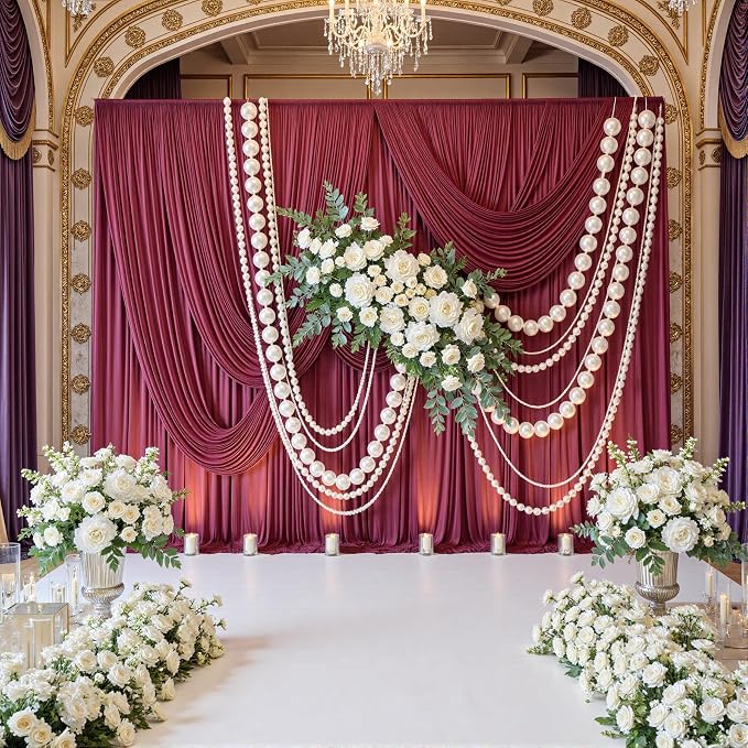 50ftx10ft Wrinkle Free Burgundy Backdrop Curtains - Image 3