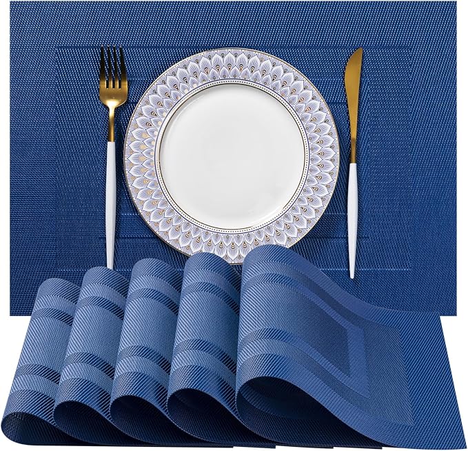 LEXMORE Placemats Set of 6 Vinyl/Plastic Woven Place Mats by lexmore