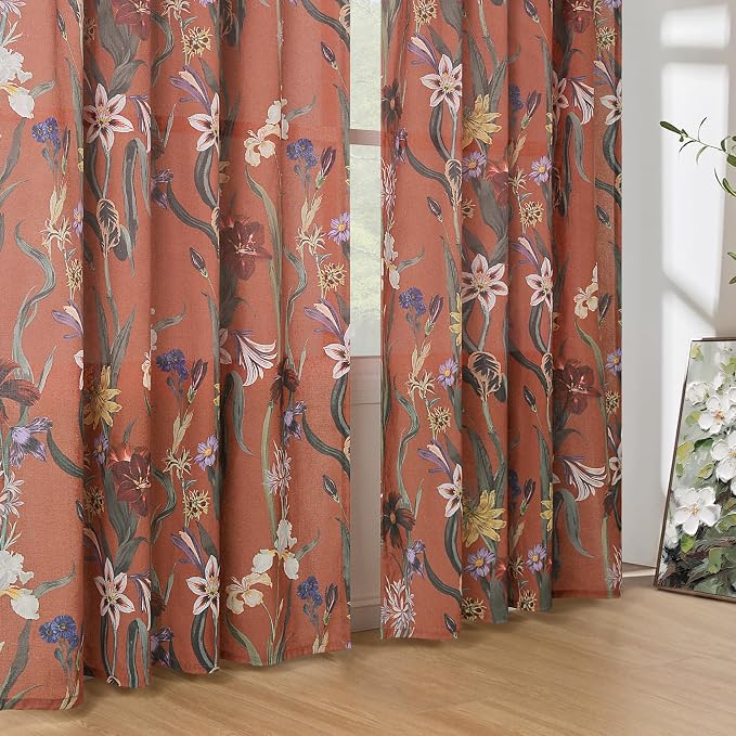 Schweek Terracotta Boho Curtains 63 Inch Long 2 Panels Drapes - Image 7