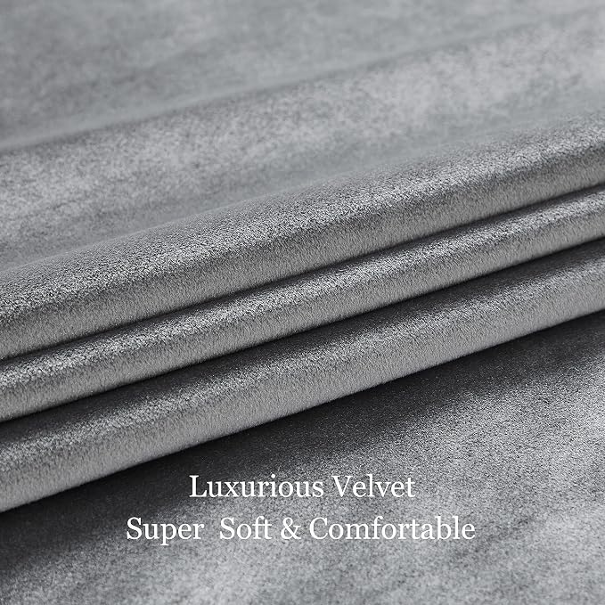 BULBUL Velvet Grey Grommet Blackout Curtains 63 inch - Image 5