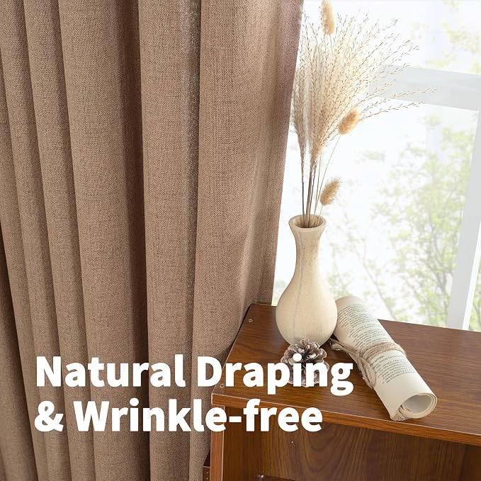YoungsTex Mocha Brown Linen Curtains 72 Inch Length - Image 4