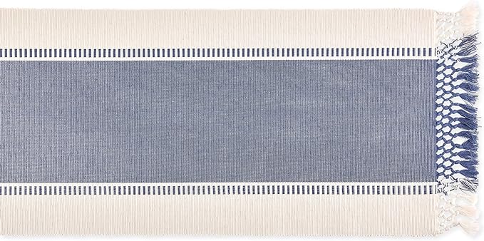 DII Dobby Stripe Table Runner, French Blue & Cream Background | Woven - Image 2