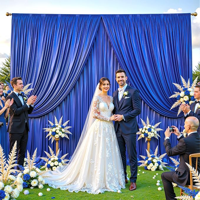 30x10ft Royal Blue Glitter Backdrop Curtain - Image 3