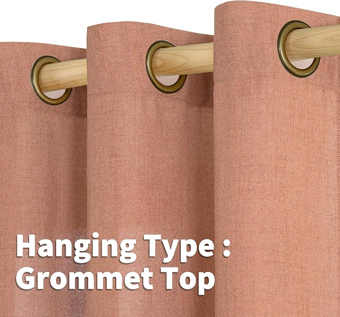 YoungsTex Terracotta Linen Curtains 63 Inch Length - Image 4