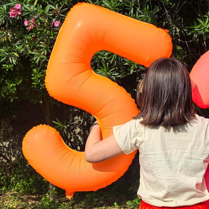 Orange Birthday Number 1 Balloon 40 inch Fluorescent Orange Number 1 | Helium - Image 5