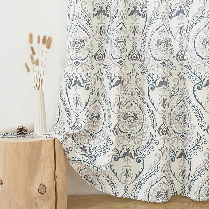 Linen Curtains 95 inch Length for Living Room, Printed Linen Curtains Grommet - Image 8