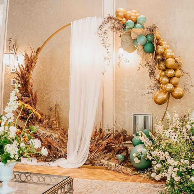 White Wedding Arch Draping Fabric Backdrop Drapes Sheer 3 Panels | 28.7"x20FT - Image 5