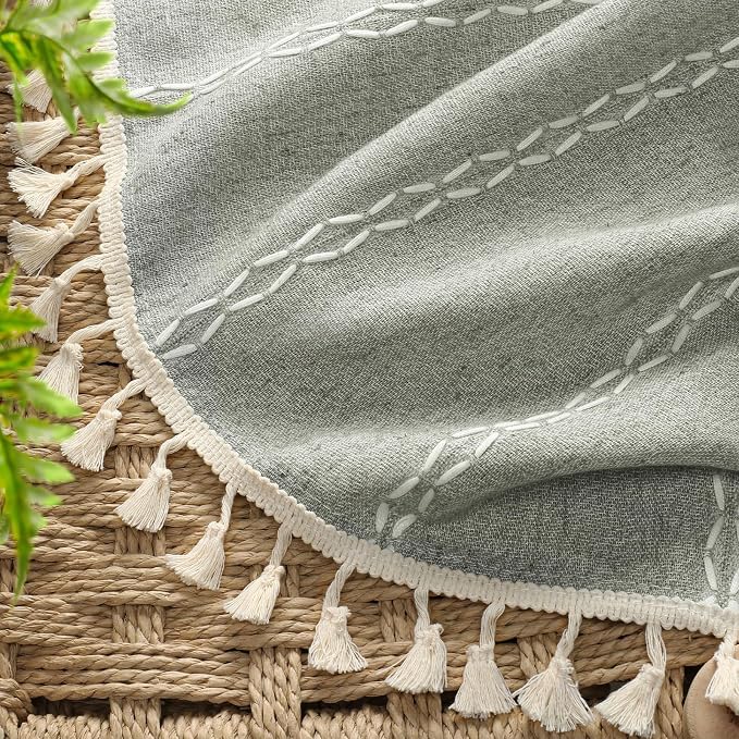 Sage Green Boho Blackout Curtains 96 Inch 2 Panels - Image 4
