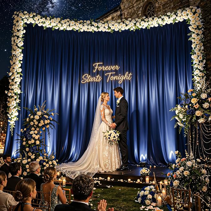 40x10ft Navy Blue Glitter Backdrop Curtain - Image 2