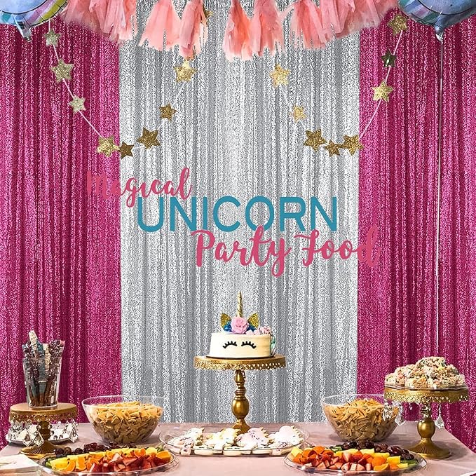 Sugargirl Silver Sequin Backdrop Curtain 4FTx8FT Glitter Silver Background - Image 3