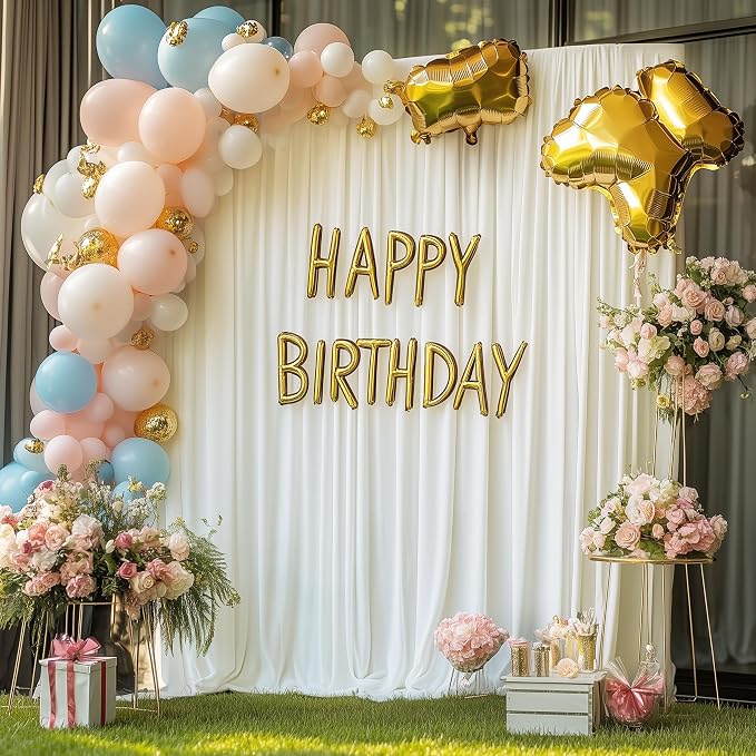 Ivory Backdrop Curtain for Parties Backdrop Drapes, 6 Panel 5x8FT - Image 5