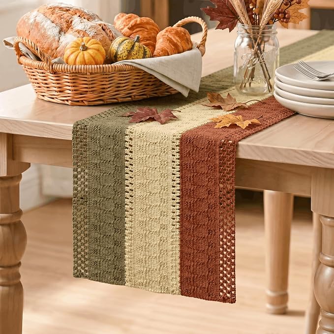 Artoid Mode Caramel Brown Coffee Farmhouse Rustic Table Runner 12x72 Inch | by ArtoidMode