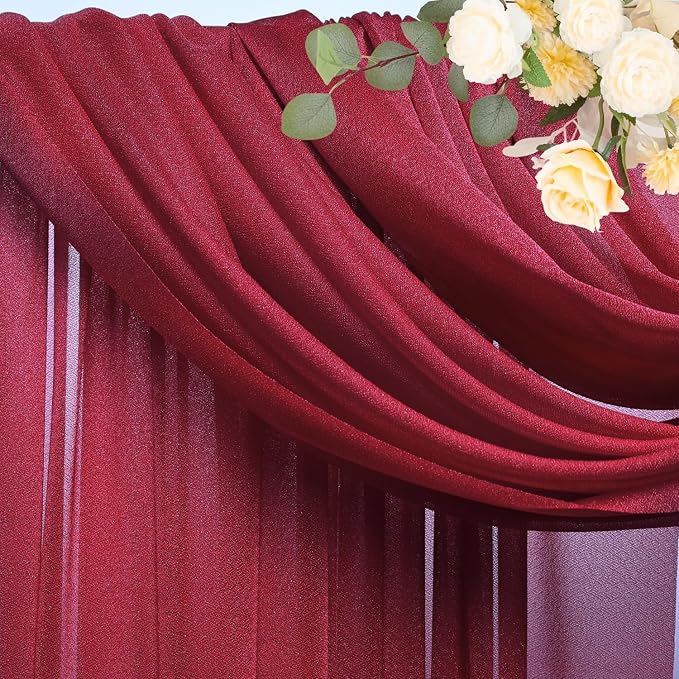 Wedding Arch Draping Fabric Backdrop Drapes 4 Panels, Burgundy | 28.7"x20FT - Image 4