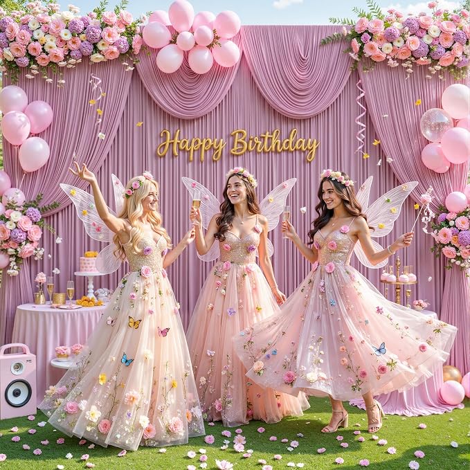 6 Panels Dusty Pink Backdrop Curtains - Image 4
