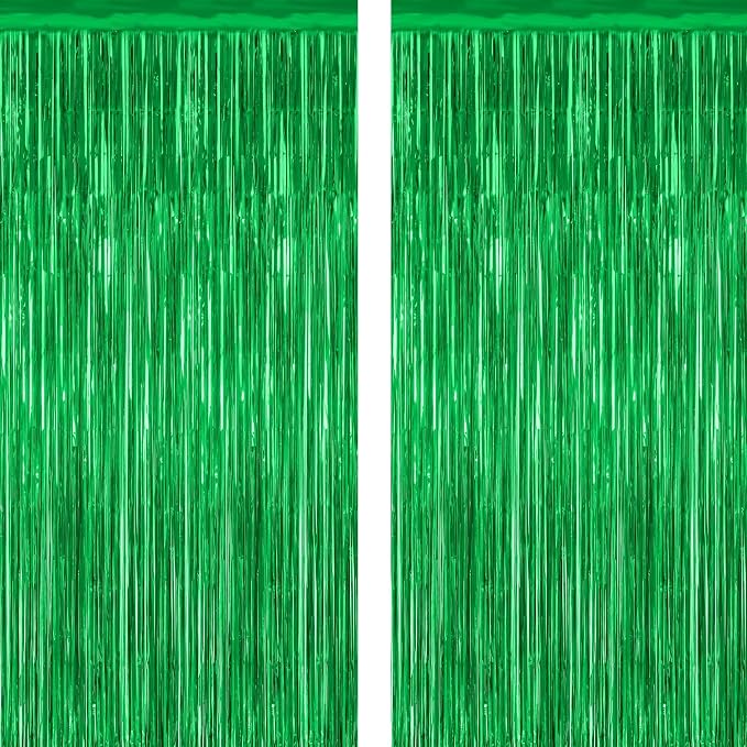 ZATAYE 2 Pack Green Foil Curtain Backdrop Birthday Party Decorations | Green by ZATAYE