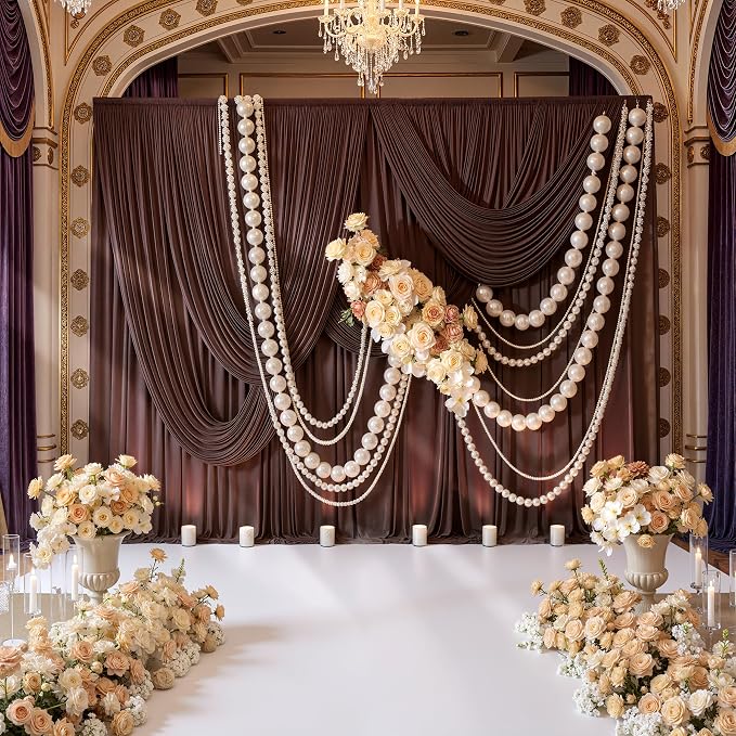 20ft x 10ft Wrinkle Free Brown Backdrop Curtains - Image 3