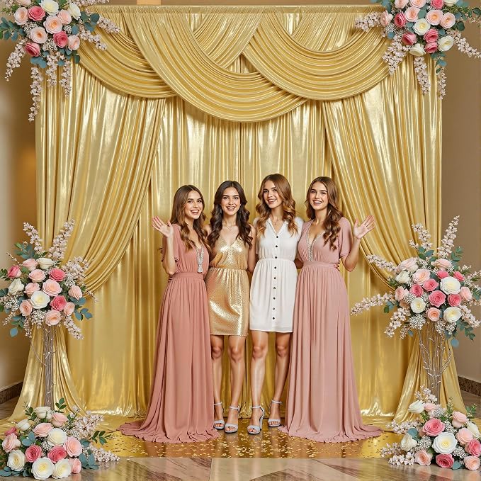 50x10ft Shimmer Gold Sequin Backdrop Curtain - Image 5