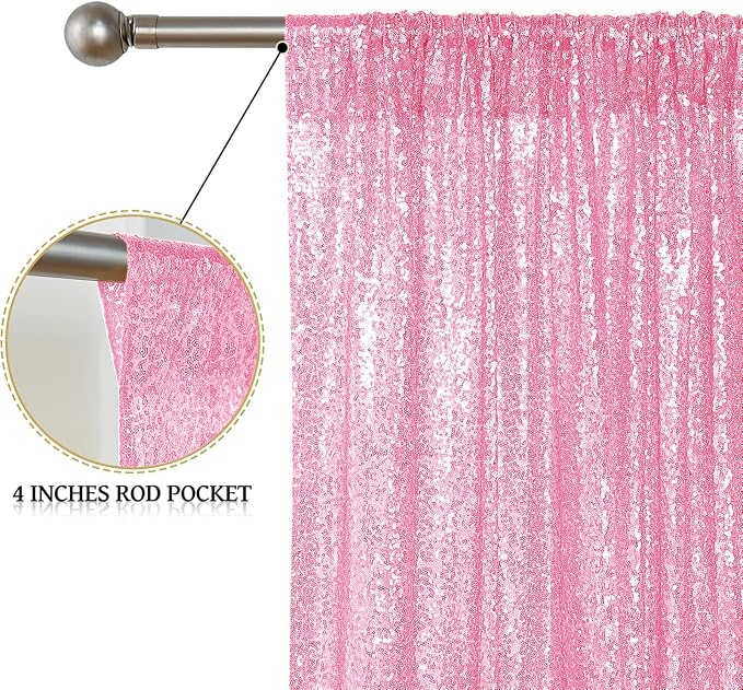 Sugargirl Matte Pink Sequin Backdrop Curtain 6 Panels 2FTx8FT Glitter Matte - Image 4