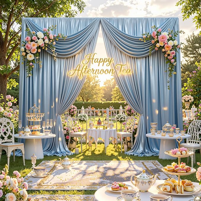 10x10ft Dusty Blue Sequin Backdrop Curtains, Wrinkle Free Glitter Backdrop - Image 7