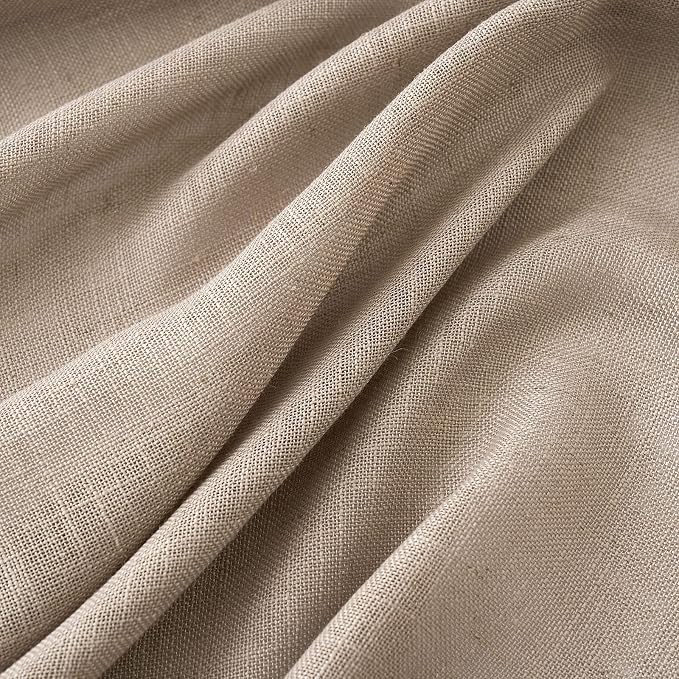 MIULEE Taupe Short Linen Curtains 52x45 Inch Length 2 Panels - Image 4