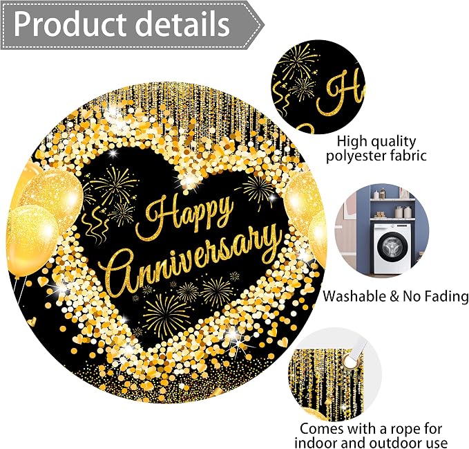7x5 ft Floral Anniversary Backdrop Banner - Image 7